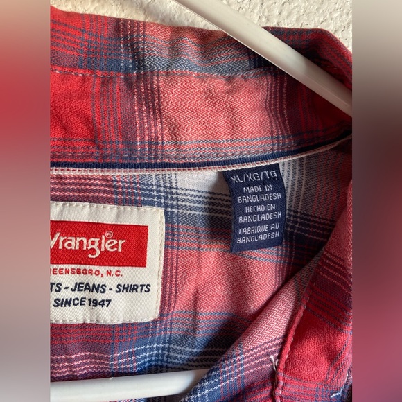 Wrangler Flannel Button Up Shirt Women's XL Long Sleeve Plaid Multi-Color - Picture 3 of 5
